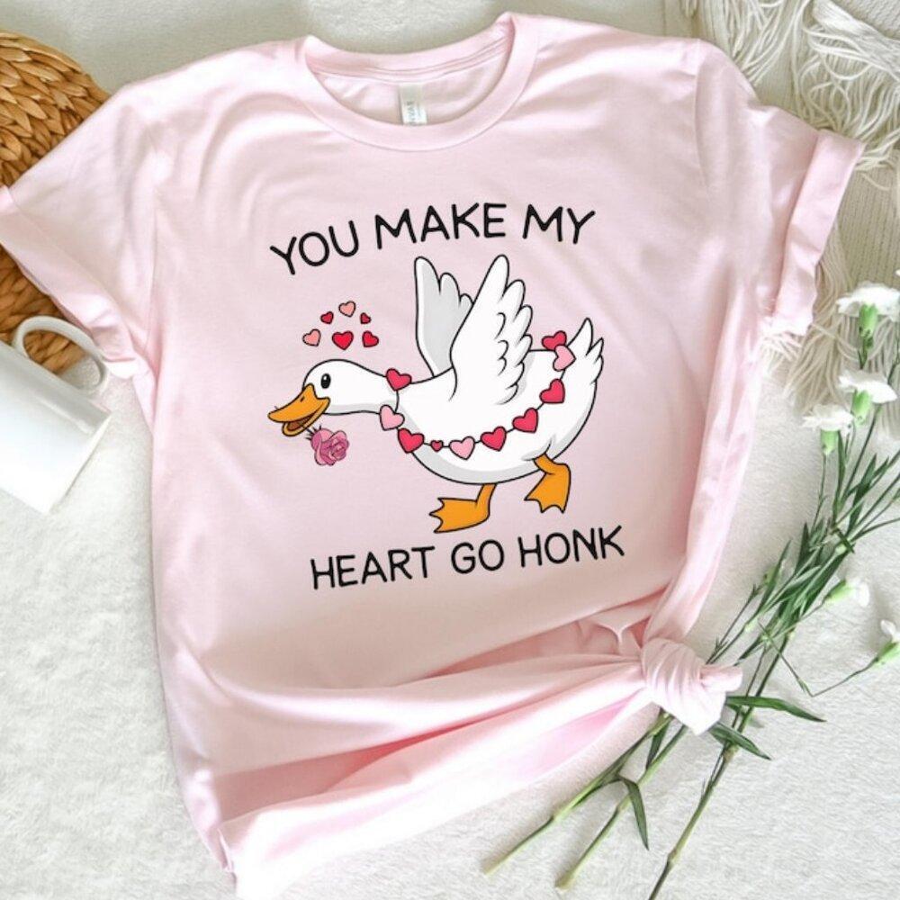 You Make My Heart Go Honk Shirt, Funny Valentine Shirt, Cute Goose Lover